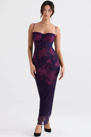 Vestido largo floral elegante para fiesta – Modelo Primrose Elegance