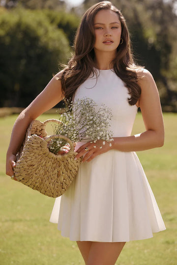 Vestido Blanco Corto de Algodón para Boda Civil – Claretta