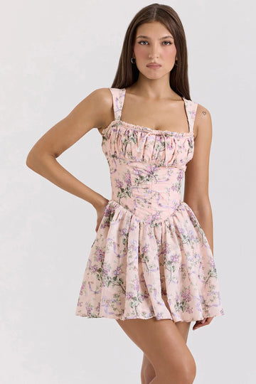 Vestido Corto con Escote Fruncido y Corset Interno – Modelo Colette
