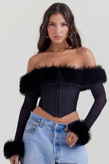Corset Negro con Mangas Largas Elegante – Modelo Ryana