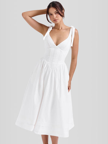 Vestido Midi Corset con Ballenas Modelo Becker