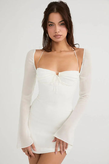 Vestido Corto con Manga Larga para Boda Jardín – Olivia
