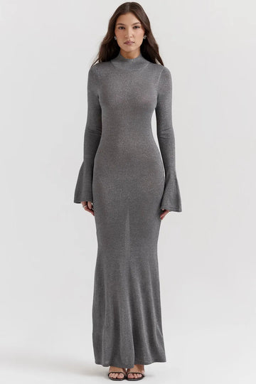 Vestido Largo Elegante para Fiestas Gris – Modelo Sancha