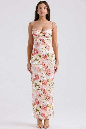 Vestido Largo Floral Elegante para Fiesta – Modelo Dhiana