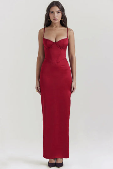 Vestido Largo Elegante de Satén – Modelo Isabelle