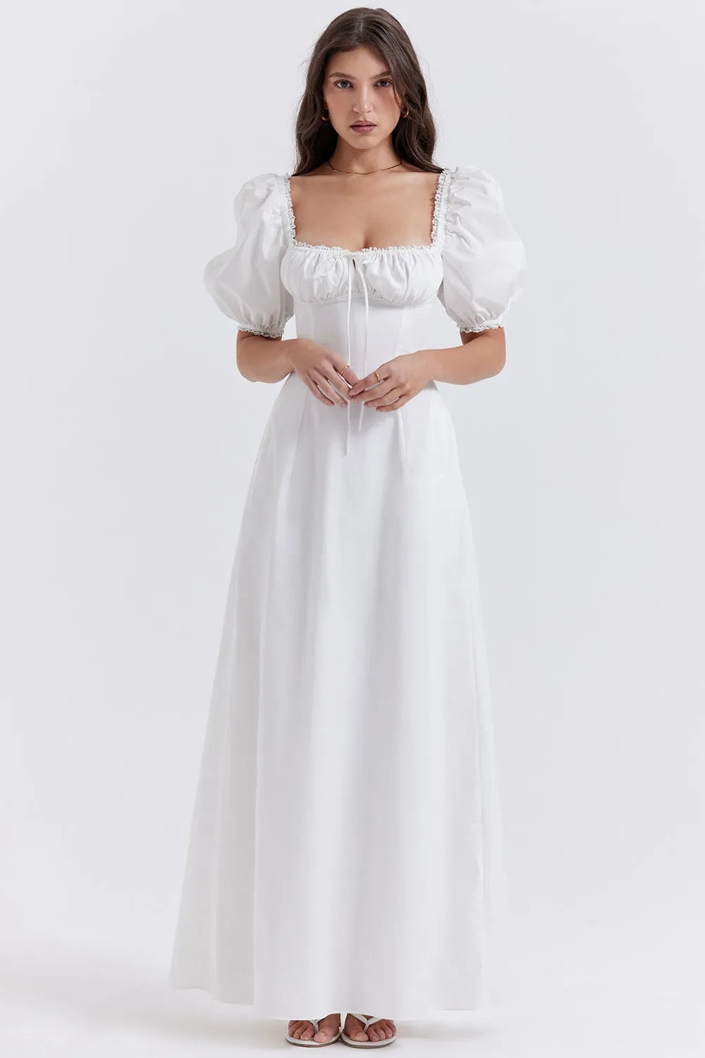 Vestido Largo Blanco de Algodón - Luna Belle