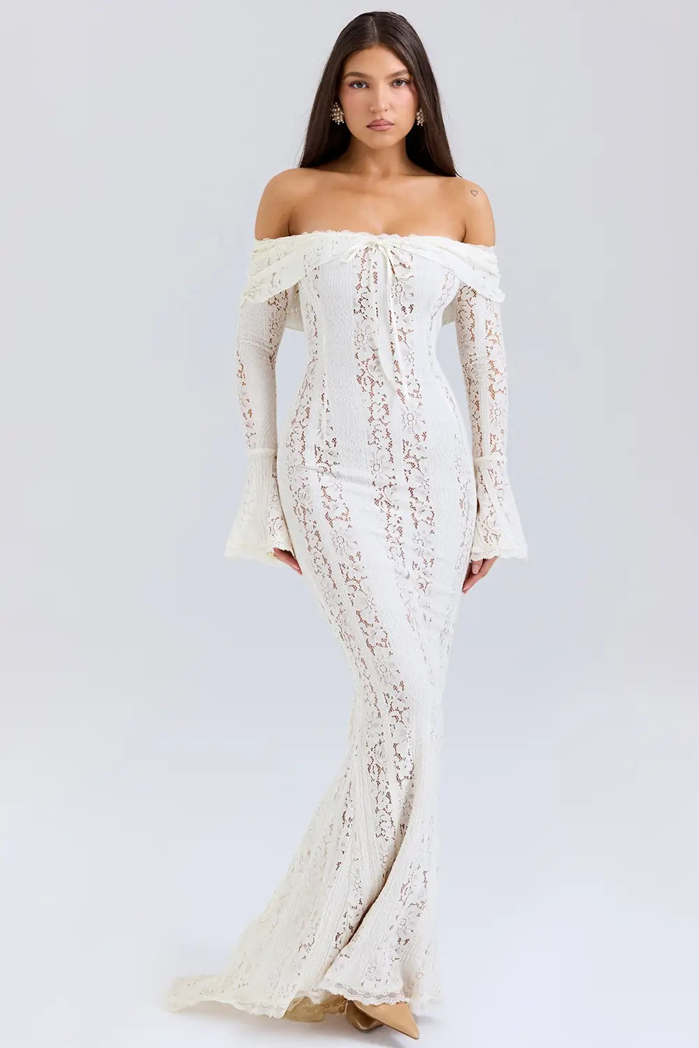 Vestido Largo Blanco de Encaje para Boda – Modelo Vittoria