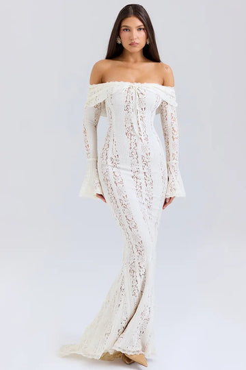 Vestido Largo Blanco de Encaje para Boda – Modelo Vittoria