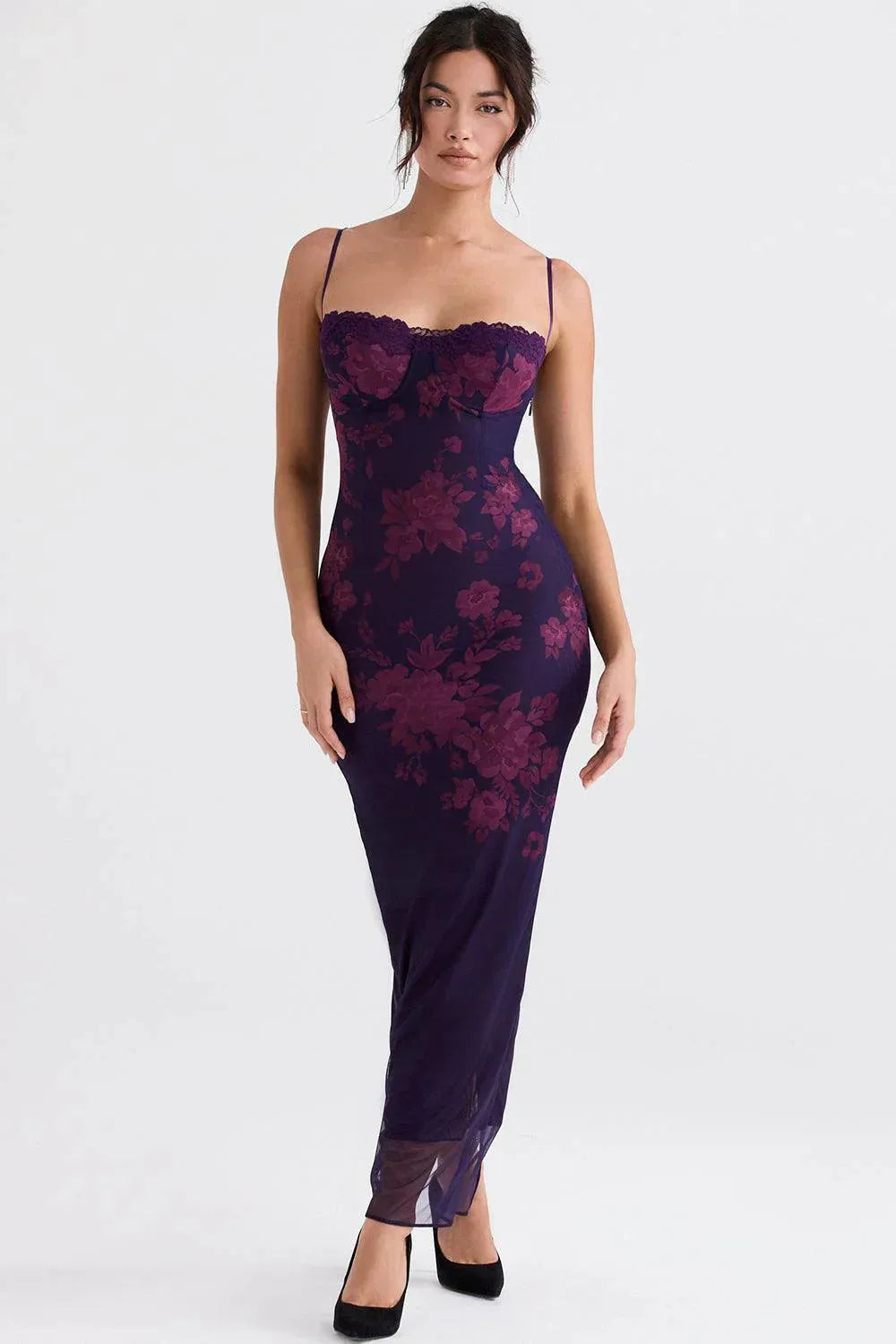 Vestido largo floral elegante para fiesta – Modelo Primrose Elegance