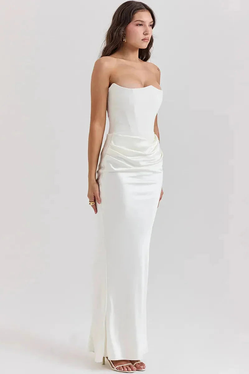 Vestido Largo Satinado Modelo Thaís