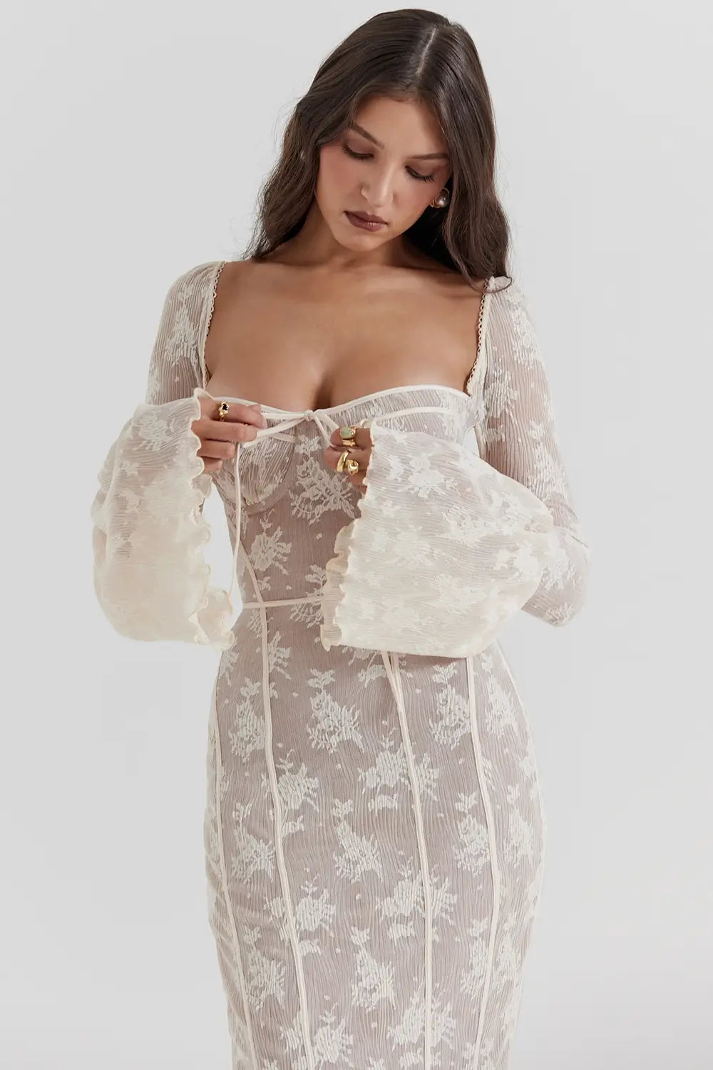 Vestido Largo con Mangas Largas - Modelo Sueli