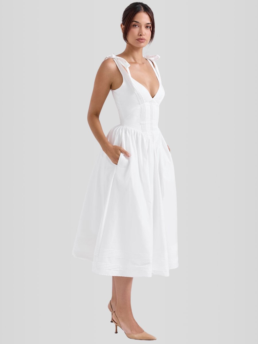 Vestido Midi Corset con Ballenas Modelo Becker