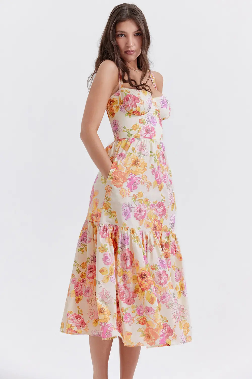 Vestido Midi Floral Magnolia