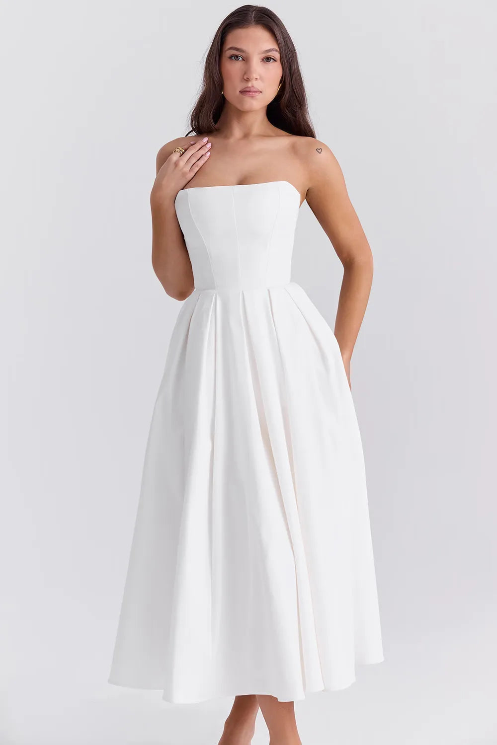 Vestido femenino midi sin tirantes - modelo Audrey