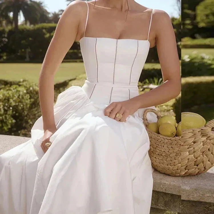 Vestido Midi Blanco con Corset para Boda Civil – Modelo Katherine