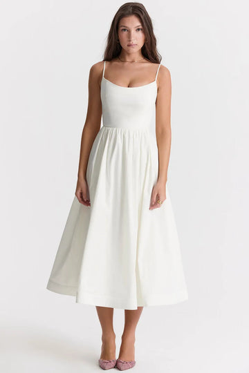Vestido Femenino Liso Midi Modelo Clearence
