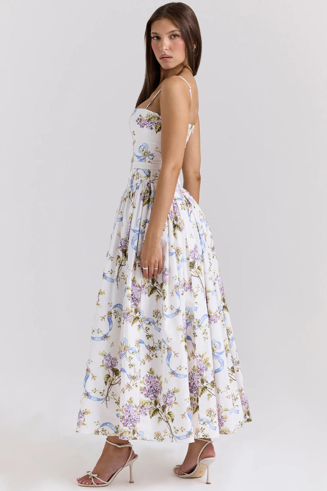 Vestido Midi con Corset y Estampado Floral – Modelo Izzie
