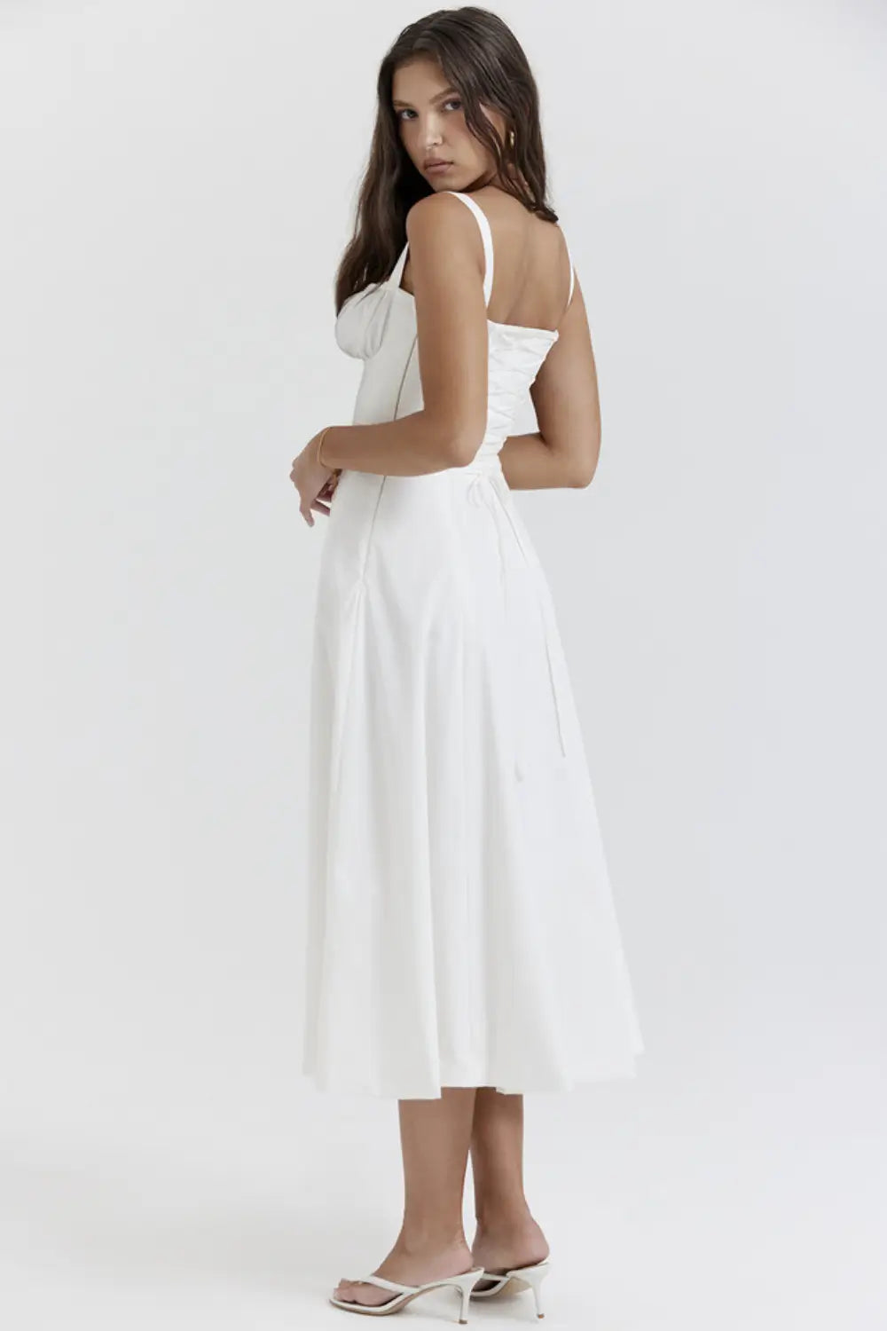 Vestido Midi Sencillo para Boda Civil Blanco – Modelo Attracione